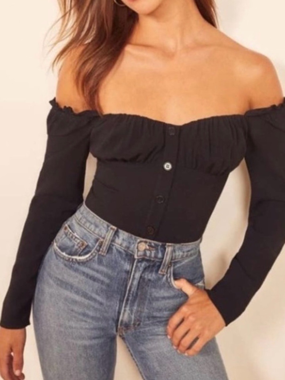Reformation Kassandra Top in Black